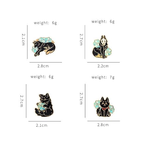 ROFARSO Wolf Fox Enamel Lapel Pin Set Cartoon Myths and Legends Pin, Halloween Accessory for Backpacks Clothing Bags Hats Shirts (4piccs pin set) thumbnail 4