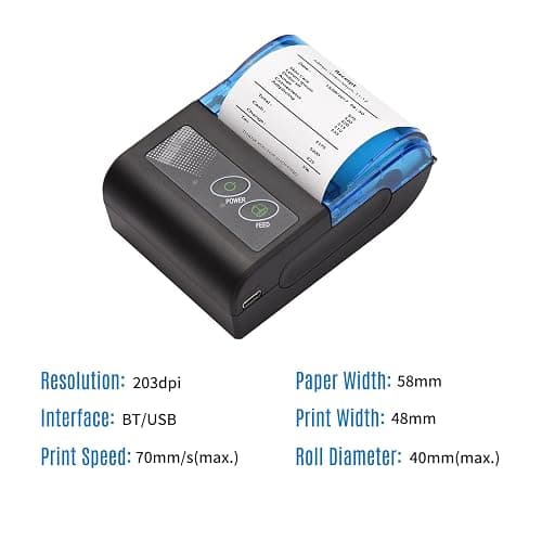 Receipt Printer, Sunydog Portable Mini Thermal Receipt Printers USB Receipt Bill Ticket Printer with 58mm Print Paper, Fit for Android Fit for Win, Thermal Printers for Restaurants Sales Retail thumbnail 4