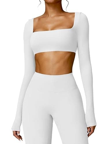 YEOREO Kyla Women Crop Top Long Sleeve Padded Sports Low Medium Impact Yoga Shirt Workout - Image 1