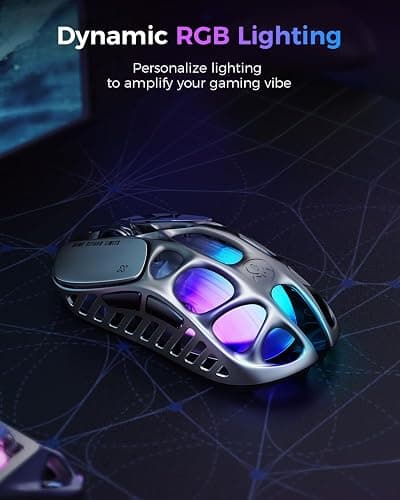 GravaStar Mercury X Pro Wireless Gaming Mouse, Come with 8K Dongle – 32,000 DPI PAW 3950 Sensor, 8,000Hz Polling Rate, Only 49g, Magnesium Alloy Hollow Frame, RGB Lighting, 5 Programmable Buttons thumbnail 6