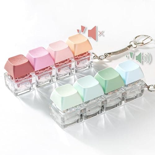 NiXianLinGo Quiet & Loud Keyboard Fidget Toys for Adults to Relief Stress Anxiety, 2 PCS Pink Green Cute Fidget Keychain Decoration, Silent Keyboard Clicker Fidget Toys for Office Work Library - Image 1