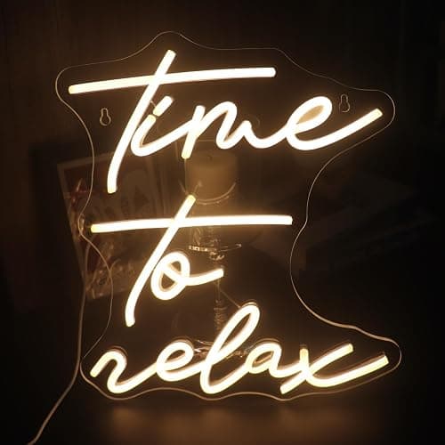 Time To Relax LED Sign Decorative Neon Sign for Bedroom Bathroom Lounge Decor Spa Relaxing Wall Art Decorations Christmas Birthday Gifts (Warm white) - Image 1
