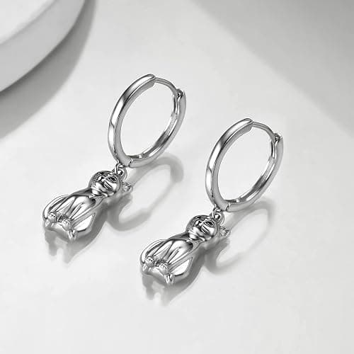 925 Sterling Silver Owl/Bee/Dragonfly/Flamingo/Butterfly/Dragon/Bat/Hummingbird/Fox/Penguin/Ladybug/Mermaid/Cat Earrings Dangle Drop Animal Earrings Jewelry Gifts for Women thumbnail 4