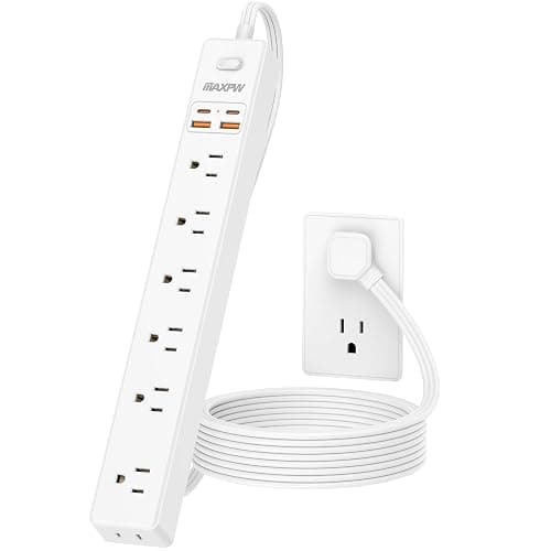 10 Ft Power Strip Surge Protector - 7 Outlets 4 USB Ports (2 USB C), Ultra Thin Flat Extension Cord & Flat Plug, 1700 Joules, Wall Mount, Desk Charging Station for Home Office Dorm, White thumbnail 8