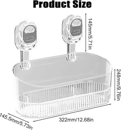 Firmstaunch Suction Cup Storage, Firmstaunch Wall Organizer, No-Drill Bathroom Suction Storage Box–large Capacity & Strong Load-Bearing, Plastic Shower Caddy Portable (Q) thumbnail 2