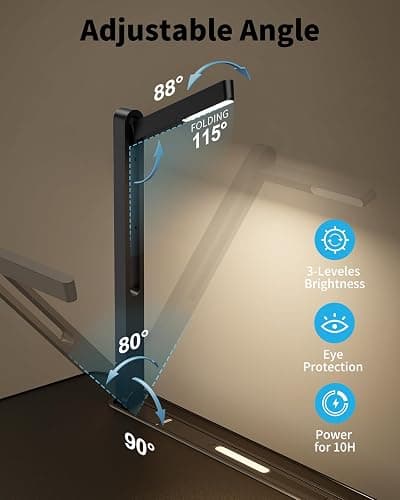Laptop Table with LED Desk Light, SAIJI Laptop Stand for Bed, Height Adjustments Bed Desk with Book Stand for Reading Writing Drawing (Black) thumbnail 4