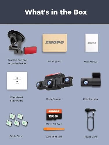 360 View 4 Channel Dash Cam Front and Rear Left Right Inside Camera for Cars, GPS and 5G Band WiFi, Night Vision, 160 Wide Angle, WDR, 24H Parking Mode, Supercapacitor, Included 128GB Card thumbnail 9