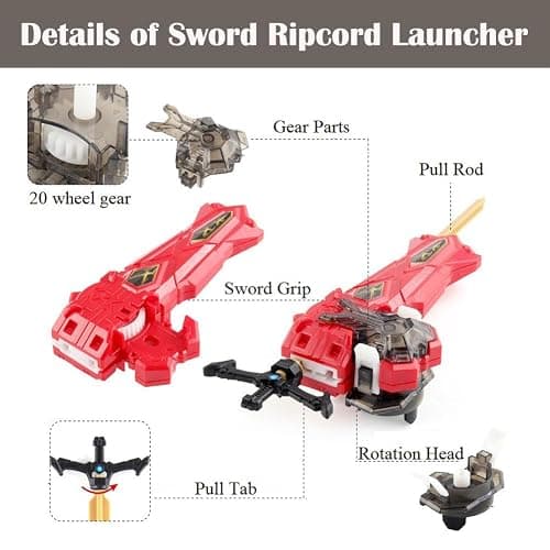 Bey Battling Blade Burst Toy Set, 12 Spinning Burst Gyros 2 Two-Ways Launchers with Grip, Combat Tops Battle Game with Portable Box Gift for Kids Children Boys 6-12 thumbnail 5