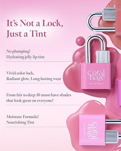 CORLAHAZE Glow Lock Jelly Tint 101 Chou 4g, Hydrating Jelly Glow Lip Stain, Glass-Like Shine Lip Gloss, Long-Lasting Color, Moisturizing Lip Enhancer, Collectible Lock-Shaped Design, Korean Makeup thumbnail 5