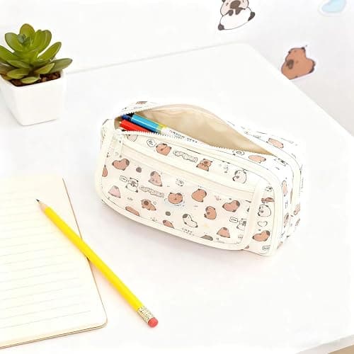 JUTOROSY Cute Pencil Case, Pencil Pouch with Zipper (White Kapibala) thumbnail 5