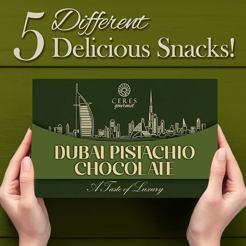 Dubai Chocolate Variety Pack – 7 pack, 3 Milky, Dark & White Chocolate + 2 Dubai Wafers + 2 Mini Bars – Elegant Gift Box, Middle Eastern Dessert Sampler thumbnail 6