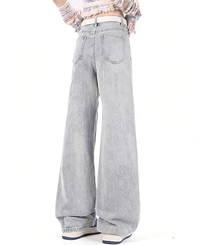 Lafaguw Cute Jeans for Women Girls Star Patchwork Pants High Waisted Straight Leg Jean Casual Preppy Clothes thumbnail 4