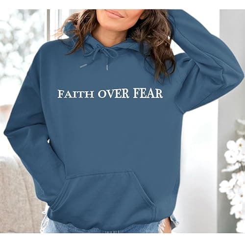 Sulayesh Faith Over Fear Hoodie for Women Christian Jesus Inspirational Sweatshirts Religious Oversized Graphic Pullover Tops thumbnail 2