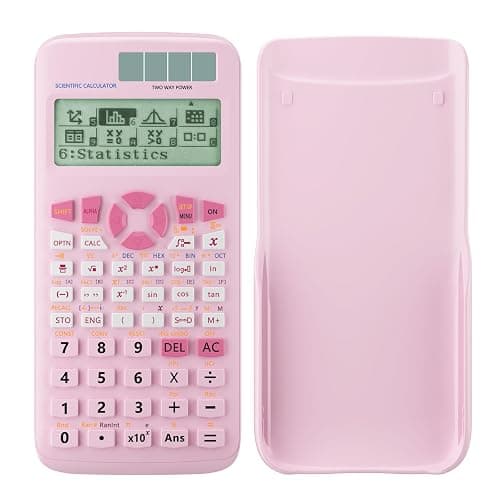 Scientific Calculators,Rudnia Pink Calculators with 4-line Display,10+2 Digits and 552 Function Calculator,School Supplies for Middle High School and College Students (Pink) - Image 1