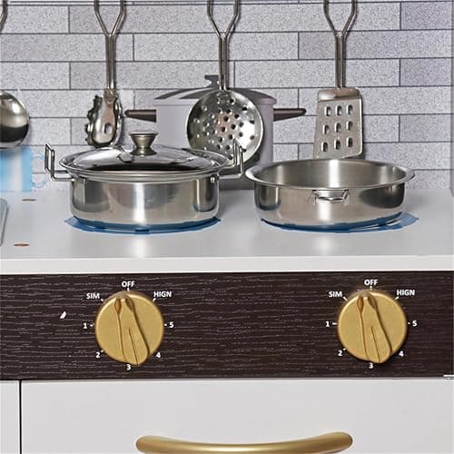 TOUCH US Wooden Play Kitchen Toy Set with Light, Kids Children Pretend Toy Kitchen Playset with Sink Play Toy,Oven Microwave,Toddler Cooking Set Toy for Ages 3+ Baby Girls Boys thumbnail 2