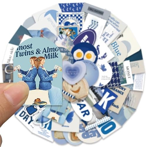 Blue Motivational Aesthetic Stickers for Scrapbook, Inspirational Blue Sticker for Teens Adults Girls, 57Pcs Waterproof Vinyl Stickers for Water Bottle Laptop Decal, Party Supplies thumbnail 3