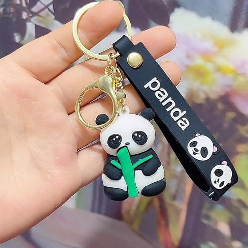 Ximimark 4 pcs Cute Bamboo Panda Keychain - Soft Rubber Pendant for Small Gifts and Hanging Ornaments thumbnail 3