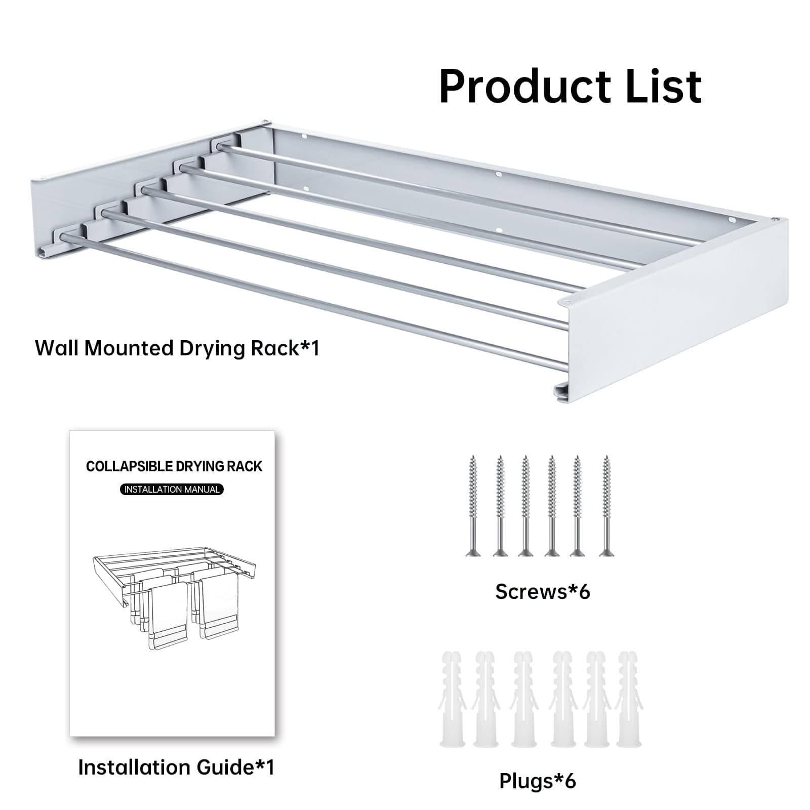 Wall Mounted Drying Rack, Collapsible Drying Racks for Laundry, Foldable Indoor and Outdoor Clothes Rack,Retractable Clothes Drying Rack, 80cm Wide,5 Rods, 45 lb Capacity thumbnail 7
