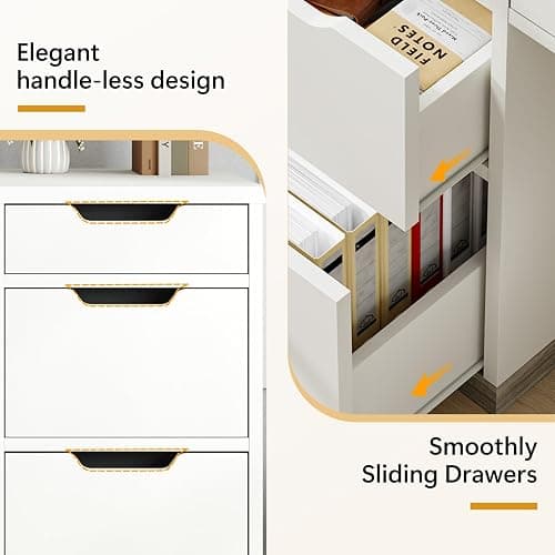 MaverickFurni White Desk with Drawers, 48 Inch Small Computer Desk with 4 Storage Drawers for Small Space, Home Office Desk for Bedroom with Storage File Drawer thumbnail 5