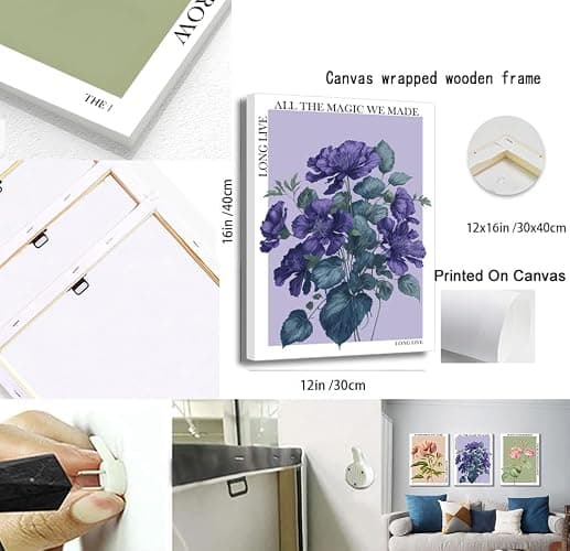 yulihaz Vintage Taylor Flower Wall Art Taylor Colorful Botanical Posters Prints Set of 3 Floral Canvas Wall Decor You're On Your Own Kid Pictures for Bedroom Living Room Framed 12x16 inch - canvas 12x16 inch - Flower thumbnail 2
