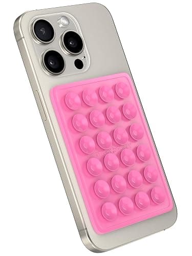 StickyGrippy Suction Phone Case Mount, Sillicon Adhesive Phone Accessory for iPhone and Android, Hands-Free Fidget Toy Mirror Shower Phone Holder, Tiktok Videos and Selfies (Bubble Gum) thumbnail 3