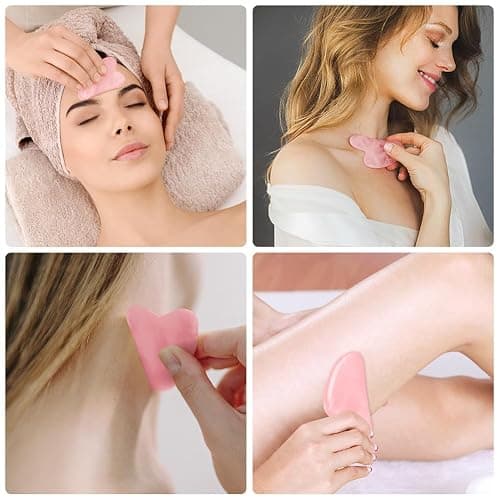 URAQT Jade Gua Sha Massage Board, Face Scraping Massager, Anti Aging Beauty Tool for Face, Eye, Neck (Pink Love Heart) thumbnail 8