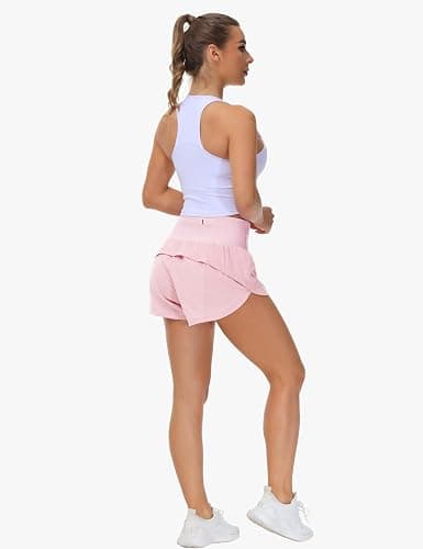 THE GYM PEOPLE Womens High Waisted Running Shorts Quick Dry Athletic Workout Shorts with Mesh Liner Zipper Pockets thumbnail 5