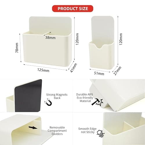 KITANIS Magnetic Pen Holder,2 Pack Magnetic Dry Erase Marker Holder with Generous Compartments,Strong Magnet Storage Marker Pen Pencil Organizer for Refrigerator,Whiteboard,Locker Accessories thumbnail 3