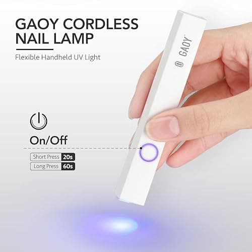 GAOY Handheld UV Light for Gel Nails, Cordless Nail Lamp, White | Fast Curing, Rechargeable, Perfect for Spot Cure Nail Art & Quick Repairs, Portable Travel Manicure, DIY at Home thumbnail 2