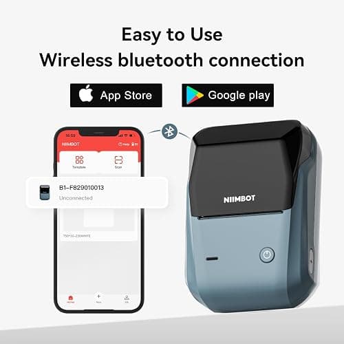 NIIMBOT B1 Label Maker Machine with Tape, 2 Inch Portable Sticker Printer for Home School & Small Business, Compatible with Phones & PC, Blue thumbnail 7
