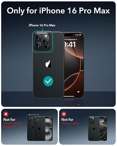 ESR 3 Pack for iPhone 16 Pro Max Screen Protector, [9H Hardness] [Military Grade Shatterproof] Tempered Glass Film with Flawless Fit Tray, HD Clear, Scratch Resistant thumbnail 9