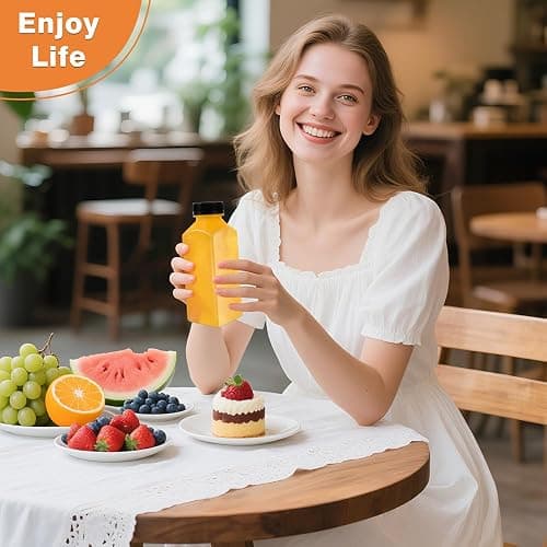 Lissomballon 10 Pcs 12oz Plastic Juice Bottles With Caps, Reusable Food Grade Chear Juice Containers for Juicing, Smoothies, Coffee, and Other Beverages thumbnail 2