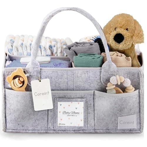 Coreint Nappy Caddy Organiser Large,Diaper Caddy,Unique Stylish Baby Shower Gifts For Mum Nursery Storage Basket - New Born Gift -,New born Essentials - Nursery Decor- Baby Accessories - Image 1