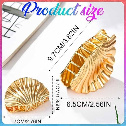 Kilshye Shell Hair Claw Clips Gold Metal Hair Clips Seashell Hair Accessories for Women (Pack of 2) thumbnail 6