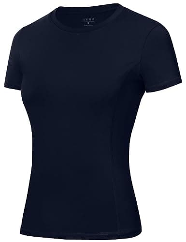 Roadbox Women's Compression Shirt, Slim Fit Short Sleeve Athletic Top, Workout Undershirt for Gym and Yoga - Image 1