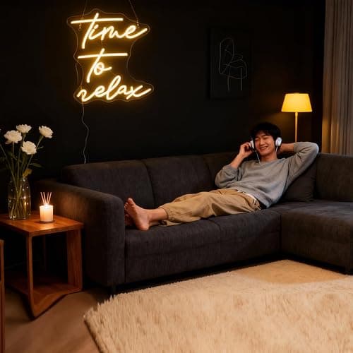 Time To Relax LED Sign Decorative Neon Sign for Bedroom Bathroom Lounge Decor Spa Relaxing Wall Art Decorations Christmas Birthday Gifts (Warm white) thumbnail 5