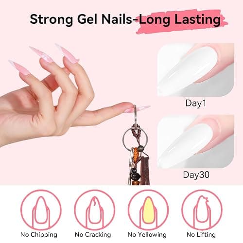 Makartt Poly Nail Gel White Hem-Free 50ML Nail Extension Builder for French Manicure, Hard Gels for Nails Strengthener Long-Lasting Salon Nail Art Design Easy DIY at Home thumbnail 6