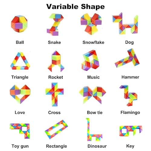 GOLDGE 24 Pack Mini Fidget Snake Cube Puzzle Toys - Party Favors & Goodie Bag Fillers for Kids & Teens - Rainbow Colors - Bulk Birthday & Back to School Gifts - Stocking Stuffers thumbnail 6