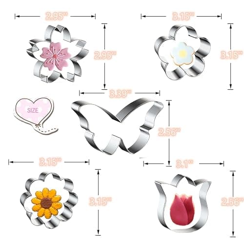 Q-BAKER Spring Summer Flowers Cookie Cutters - Rose, Sunflower, Tulip, Daisy Flower, Butterfly, Stainless Steel Holiday Cookie Cutter Shapes for Baking Gift thumbnail 4