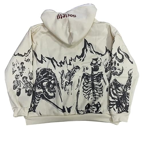 2023 Punk Jackets Streetwear Goth Oversized Zip Up Hoodie Men Women Rhinestone Y2K Spider Skeleton Hoodies thumbnail 3