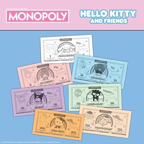 Monopoly: Hello Kitty and Friends, Buy, Sell, Trade Buildings from The Animated Series, Featuring My Melody, Badtz-Maru, Keroppi, Classic Monopoly Game, Officially-Licensed Hello Kitty Merchandise thumbnail 4