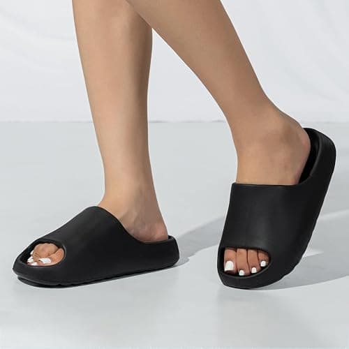Cloud Slides for Women and Men, Platform Slides Slippers, Non-Slip Quick Drying Soft Lightweight Shower Shoes, Thick Sole Open Toe Slides Sandals for Indoor & Outdoor thumbnail 3