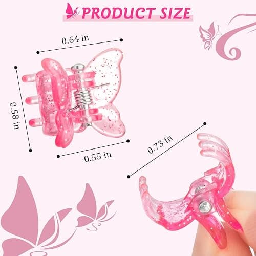 Glitter Mini Butterfly Hair Clips, Sparkly Colorful Hair Accessories for Girls and Women - 90s Y2K Cute Small Hair Claw Clips, 10 Assorted Colors, Set of 100 (Glitter) thumbnail 3