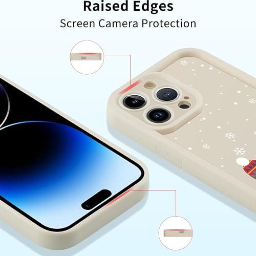 Yomjew 2 Pack Christmas Phone Case for iPhone 14 Pro 6.1", Cute Cover with Red Xmas Santa Elk Snowman Snowflake Pattern Full Camera Lens Shockproof Soft Silicone Cover for Girl Women thumbnail 6