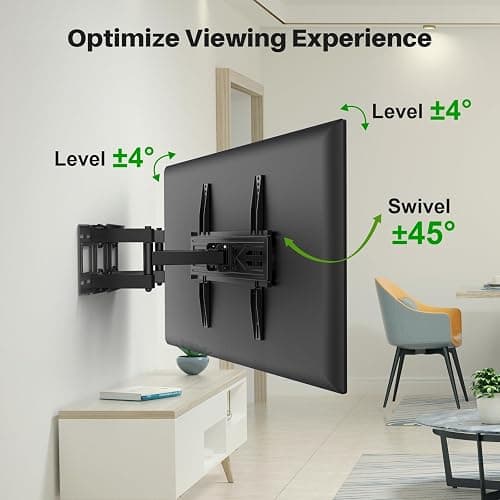 USX MOUNT Full Motion TV Wall Mount for Most 32-70 inch TVs up to 99 lbs, Wall Mount Bracket with Dual Articulating Arms, Swivel, Tilt, Max VESA 400x400mm, TV Mount Fits 12”/16” Wood Studs thumbnail 3
