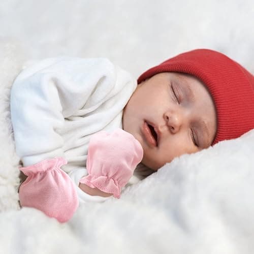 BQUBO Newborn Infant Toddler Mittens No Scratch Cotton Elastic Wrist Gloves Hypoallergenic for 0-6 Months Baby Boys Girls thumbnail 5
