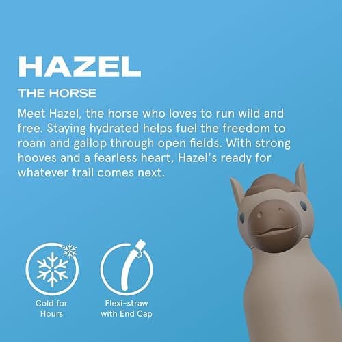 asobu Bestie Bottle Insulated Stainless Steel Water Bottle with Detachable Soft Animal Head Fun Drinking For Kids and Teens with Flexible Reusable Straw 16 Ounce (Horse) thumbnail 4