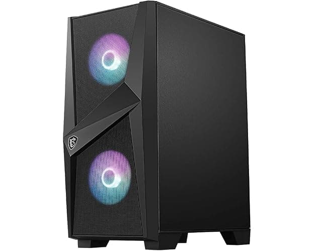MSI MAG FORGE 100R Mid Tower Gaming Computer Case (Black, 2x 120mm ARGB PWM Fan, 1x 120mm Fan, 1-6 ARGB Hub, Tempered Glass, MSI Center, ATX, mATX, mini-ITX) thumbnail 3
