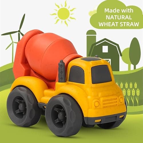 Aigitoy 2 Pack Car Toys for Kids 18M+, Dump Truck & Cement Mixer Set, Green | Outdoor Sandbox Truck, BPA and Phthalates Free, Non Toxic, Recycled Plastic, Easter Christmas Birthday Gifts for Boys Girls thumbnail 4