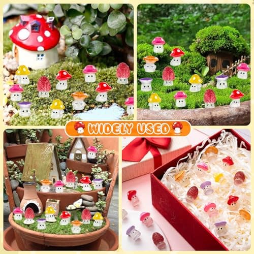 GDZRDFLH 24pcs Mini Mushrooms Cute Resin Tiny Mushrooms Statue Fake Miniature Mushroom Figurines for Fairy Garden Terrarium Accessories Decor Micro Landscape Craft thumbnail 6